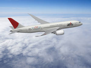 日本航空飛機在藍天白雲上飛行 — 日本 壁紙