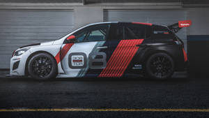 車庫中的Peugeot 308 TCR賽車，紅、黑、白塗裝。 — 標緻 壁紙