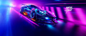 未來主義賽車在 NFS Heat 遊戲中飛馳穿過霓虹隧道。 — 極速快感熱焰 壁紙