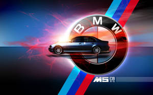 藍色BMW M5 E39轎車在色彩繽紛的抽象能量隧道中疾馳。 — Mercedes-Benz 壁紙