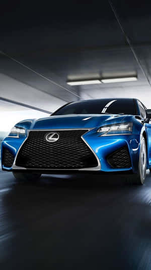 藍色Lexus汽車在黑暗的隧道中疾馳，帶有動態模糊效果。 — 凌志 壁紙