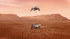 探測車以降落傘和下降階段登陸火星 — 火星 壁紙