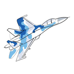 藍白迷彩戰鬥機飛行插圖 — 空軍 壁紙