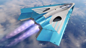 未來感噴射機帶著發光引擎飛越地球。 — 5120x2880 壁紙