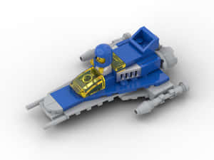 藍灰色LEGO太空船連同飛行員在白色背景上 — 太空船 壁紙