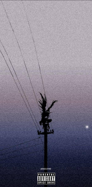 暮色天空下電線杆和電線的剪影。 — 死亡筆記本 GIF 壁紙
