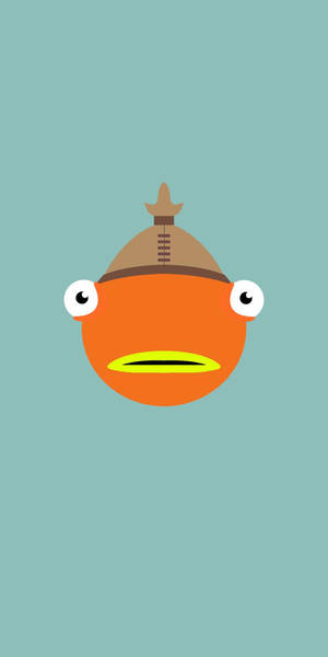 橙色卡通魚戴著美式足球頭盔，背景為藍綠色。 — 魚棒 Fortnite 壁紙
