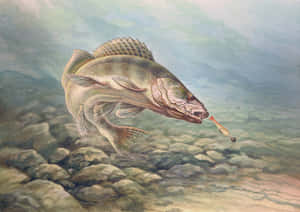 白眼魚在岩石河床上方的清澈水中捕捉魚餌 — 魚 GIF 壁紙