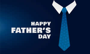Happy Father's Day 圖案，深藍色背景上有藍色領帶和白色領子。 — 昏暗 壁紙