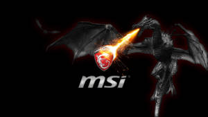 一條黑色巨龍向MSI Gaming標誌噴火。 — 酷炫龍 壁紙