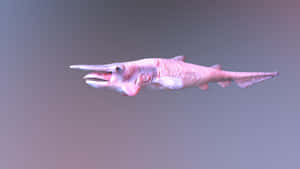 一條粉紅色的史前鯊魚以3D渲染，置於灰色漸變背景前。 — 魚 GIF 壁紙