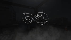 一條發光的白色龍在無限循環中漂浮在夜晚霧氣籠罩的城市上空。 — 電玩遊戲 GIF 壁紙