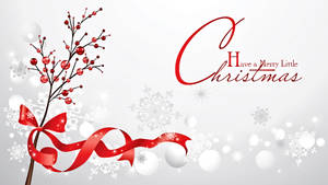 紅絲帶綁在漿果枝上，帶有雪花和「Have a Merry Little Christmas」文字。 — 可愛聖誕節 壁紙