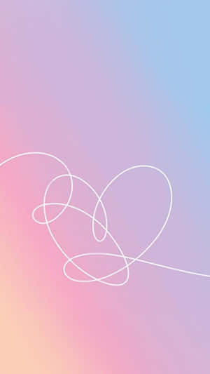在粉彩漸變背景上的白色線條心形圖案。 — Bts 壁紙