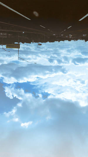 顛倒的高速公路，雲朵反射在天空中。 — 海洋桌面 壁紙