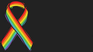 黑色背景上的彩虹驕傲絲帶，象徵LGBTQ+的支持與團結。 — 雙性戀旗幟 壁紙
