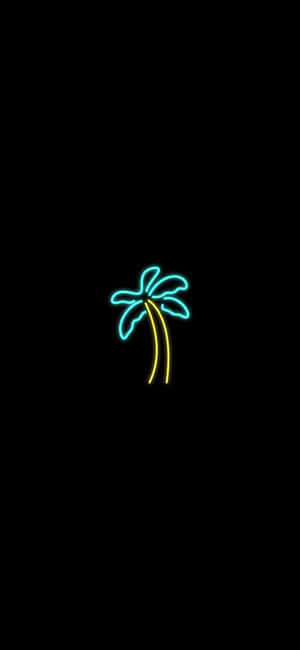 在黑色背景上發光的霓虹棕櫚樹。 — iPhone 17 Pro Max 壁紙