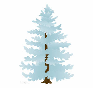 一棵風格化的藍色常綠樹，帶有棕色樹幹和積雪的樹枝。 — 剪貼畫 壁紙