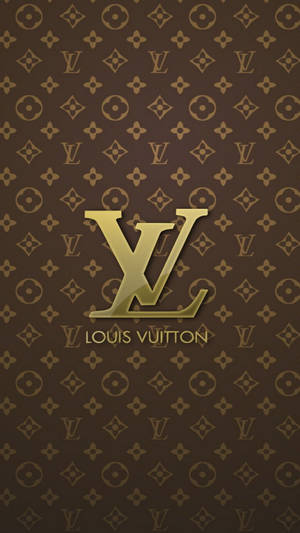棕色背景上帶有金色標誌和品牌名稱的Louis Vuitton monogram圖案。