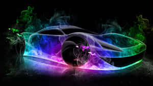 未來主義汽車在深色反光表面上帶有霓虹火焰 — 火焰動畫 壁紙