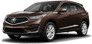 棕色Acura SUV，帶有鍍鉻格柵和合金輪圈，在工作室環境中。