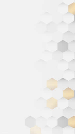 抽象幾何壁紙，以白色和金色六邊形構成對角線圖案。 — 白色 iPhone 壁紙