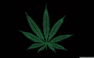 黑色背景上由文字組成的綠色大麻葉 — 大麻 壁紙