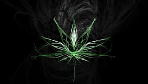 發光綠色大麻葉在深色碎形背景上 — 大麻 壁紙