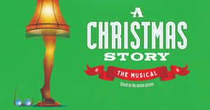 來自《A Christmas Story The Musical》的發光腿形燈，背景為綠色。 — 聖誕頌歌 壁紙