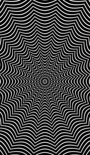 黑白徑向波浪圖案，產生催眠視覺效果。 — 抽象 壁紙