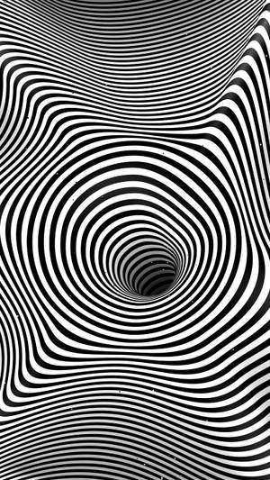 黑白催眠隧道錯覺，帶有波浪狀同心條紋。
