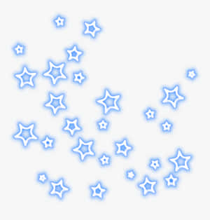 發光的藍色星星漂浮在柔和的白色空間中，帶有光暈。 — 美學深藍 壁紙