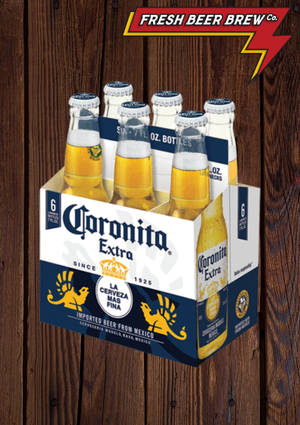 木質背景上的六罐Corona Extra啤酒 — 麥迪遜·比爾 壁紙