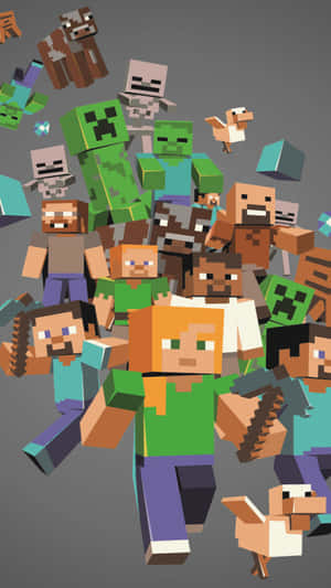 方塊像素藝術風格的Minecraft角色和生物。 — 電玩遊戲 GIF 壁紙