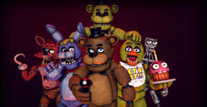 一群來自《Five Nights at Freddy's》的恐怖電子動畫角色。 — 惡夢佛萊迪 壁紙
