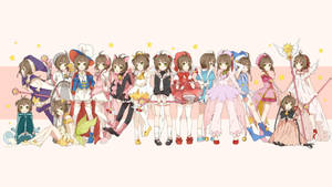 一群穿著魔法服裝的動漫女孩，手持魔杖和星星。 — 庫洛魔法使 壁紙