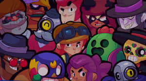 一組色彩繽紛的Brawl Stars遊戲角色，表情豐富。 — 動畫卡通 壁紙