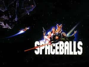 Spaceballs 電影海報， featuring 太空中的角色，配有太空船和雷射光束。 — 怪物奇兵 壁紙