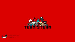Team Steam 標誌，在紅色背景上展示像素化遊戲角色。 — 佩佩豬迷因 壁紙
