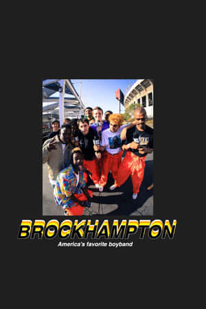 Brockhampton 男孩樂隊在體育館外穿著色彩繽紛的街頭服飾一起擺姿勢。 — 美學音樂 壁紙