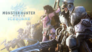 《Monster Hunter World: Iceborne》的獵人身穿盔甲，手持巨型武器，在黎明時分。 — 電玩遊戲 GIF 壁紙
