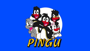一群卡通企鵝和一隻海豹寶寶微笑，帶有PINGU字樣。 — 企鵝 壁紙