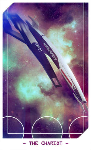 未來太空船 Normandy SR1 飛越色彩繽紛的宇宙雲層。 — Lenovo Tab One 壁紙