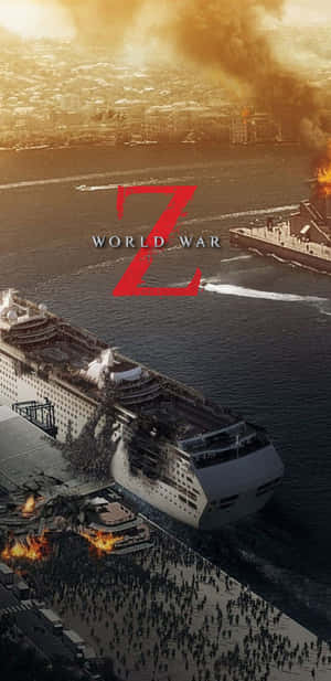 殭屍末日場景：沉沒的郵輪和港口中成群感染者。 — Pixel 4 壁紙