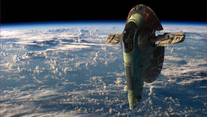 復古太空船在地球雲層上空飛行 — 4K 星際大戰 壁紙