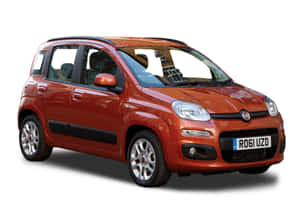橙色Fiat Panda汽車在白色背景的攝影棚照片中。 — 可愛熊貓 壁紙