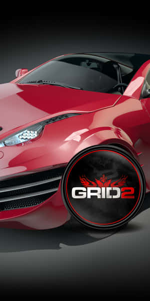 深色攝影棚環境中，輪子上有GRID 2標誌的紅色跑車。 — 跑車 壁紙
