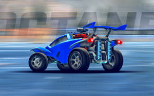 藍色Rocket League Octane汽車以動態模糊和發光燈光競速。 — 電玩遊戲 GIF 壁紙