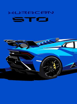 帶有黑色飾件和黃色制動卡鉗的藍色藍寶堅尼 Huracan STO 跑車。 — HMD Terra M 壁紙