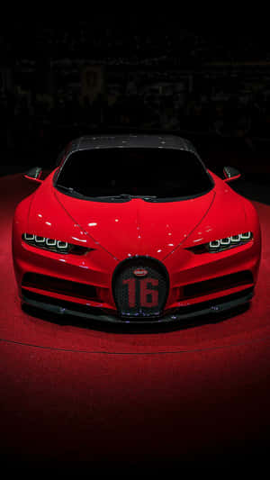 紅色Bugatti Chiron Super Sport 16在車展上展出 — 布加迪 GIF 壁紙